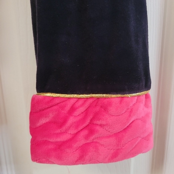 Vintage Christian Dior Womens Pink Black Velvet Belted Robe Kimono USA - Picture 4 of 7